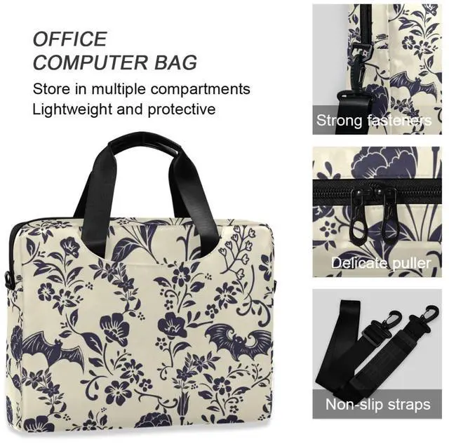 Alt view image 4 of 5 - Goth Bat Flower Laptop Case 15.6 inch Computer Bag Waterproof Laptop Briefcase Laptop Bag for Women & Men