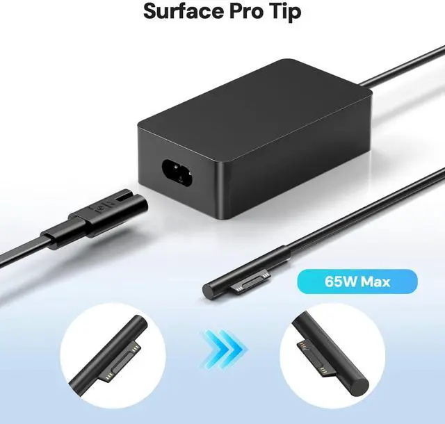 Alt view image 2 of 5 - Surface Pro Laptop Charger 65W for Microsoft Surface Pro 10, 9, 8, 7+, 7, 6, 5, 4, 3, X, Windows Surface Laptop 6, 5, 4, 3, 2, 1, Surface Go Tablet, Surface Book 3, 2, 1