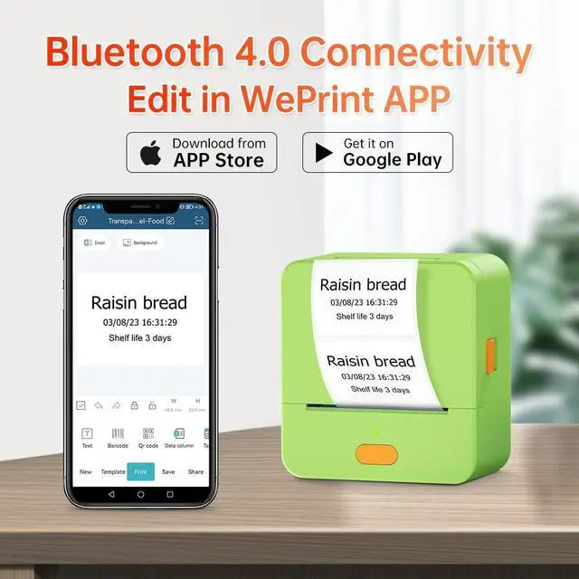 Alt view image 2 of 5 - DETONGER Label Maker Machine with Tape P1 2 Inch Thermal Portable Bluetooth Shipping Label Printer Sticker Maker Labeling Machine Home Office School Business Use Rechargeable Battery Included Green