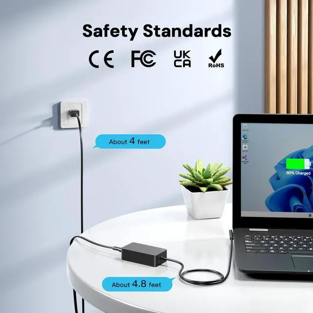 Alt view image 4 of 5 - Surface Pro Laptop Charger 65W for Microsoft Surface Pro 10, 9, 8, 7+, 7, 6, 5, 4, 3, X, Windows Surface Laptop 6, 5, 4, 3, 2, 1, Surface Go Tablet, Surface Book 3, 2, 1