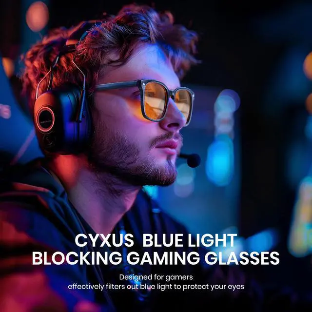 Alt view image 2 of 4 - Cyxus 2 Pack Blue Light Glasses for Men Women Gaming Glasses Reduce Eye Strain Sleep Better(Black+Orange)