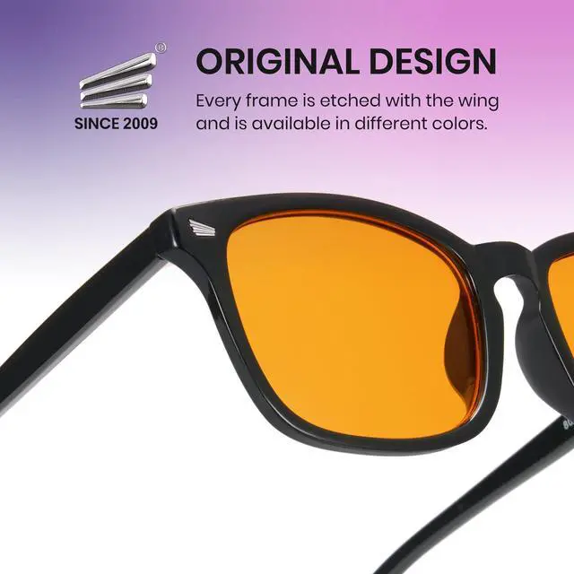 Alt view image 4 of 4 - Cyxus 2 Pack Blue Light Glasses for Men Women Gaming Glasses Reduce Eye Strain Sleep Better(Black+Orange)