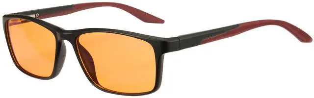 Main image of Cyxus Orange Blue Light Blocking Glasses for Men Women Gaming Glasses Redece Eye Strain Sleep Better(8304Y91 Black Frame Wine Red Temple)