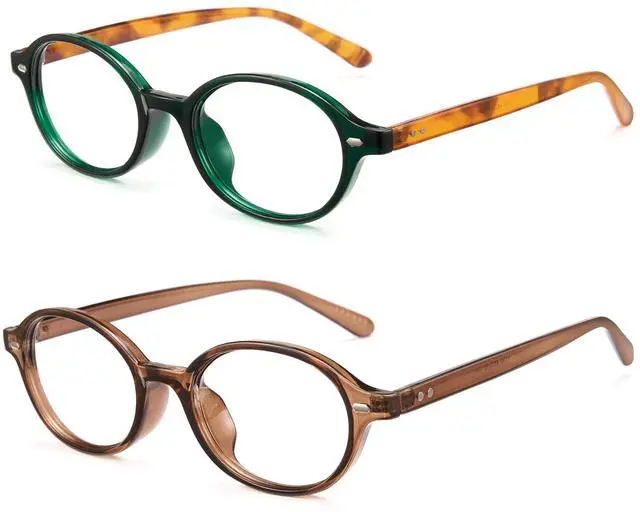 Main image of Cyxus 2 Pack Oval Blue Light Glasses for Women Men Fashion UV Blocking Computer Glasses