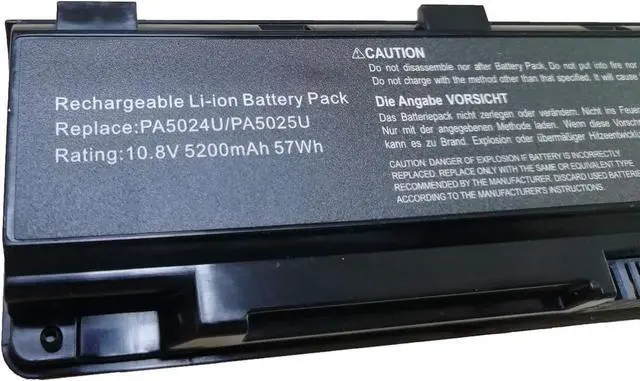 Alt view image 2 of 5 - HBFVG PA5024U-1BRS PA5109U-1BRS PA5026U-1BRS PABAS272 Laptop Battery Replacement for Toshiba Satellite C55 C55-A C55T C55DT C55D C855 C855D L855 L875 P855 P875 S855 S875 Series(10.8V 5200mAh)