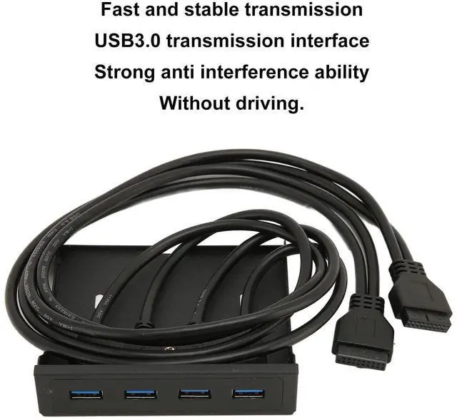 Alt view image 2 of 5 - Dilwe Front Panel USB 3.0 Hub 4 Ports, 3.5 Inch Floppy Bay USB 3.0 Hub, 5Gbps USB 3.0 High Speed PC Front Panel USB Hub for Computer Case, 19Pin Cable