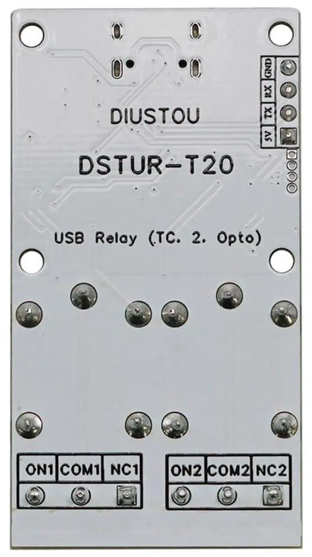 Alt view image 4 of 4 - 5V USB Relay with Optocoupler Isolation Industrial Grade Support UART Serial Port Signal Control NO/COM/NC Load 2 Channel Relay