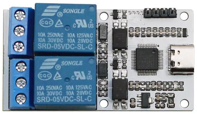 Main image of 5V USB Relay with Optocoupler Isolation Industrial Grade Support UART Serial Port Signal Control NO/COM/NC Load 2 Channel Relay