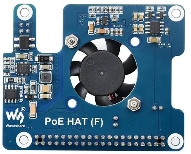 Alt view image 2 of 5 - PoE HAT (F) for Raspberry Pi 5 / CM 5, 802.3af/at Compliant, High Power Output, Active Cooling Fan, Metal Heatsink, 5V/12V Header, Stackable Design