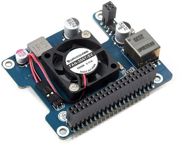Alt view image 4 of 5 - PoE HAT (F) for Raspberry Pi 5 / CM 5, 802.3af/at Compliant, High Power Output, Active Cooling Fan, Metal Heatsink, 5V/12V Header, Stackable Design
