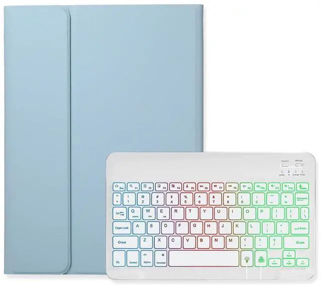 Main image of Disonbeir Backlit Keyboard Case for Galaxy Tab S7 11" / S8 11" / S9 11" / Tab S9 FE 10.9 inch Case with Keyboard Backlight Detachable Keyboard Cute Candy Color Case,MistyBlue+White