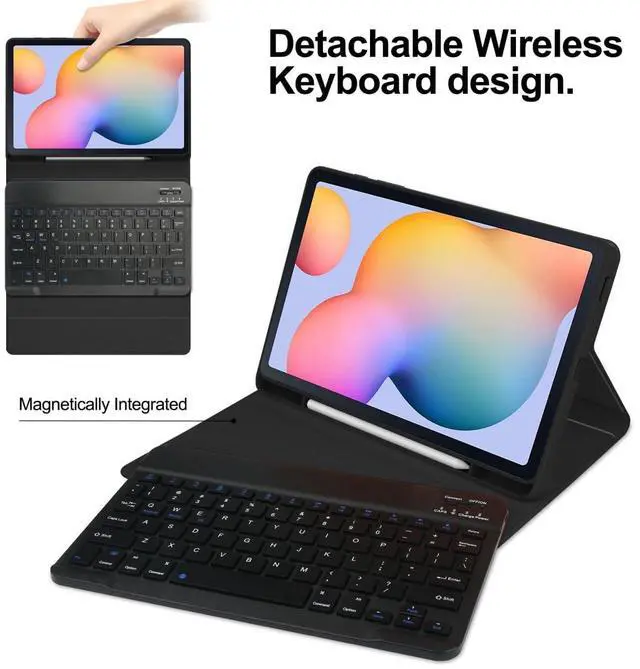 Alt view image 2 of 5 - Disonbeir Backlit Keyboard Case for Galaxy Tab S7 11" / S8 11" / S9 11" / Tab S9 FE 10.9 inch Case with Keyboard Backlight Detachable Keyboard Cute Candy Color Case,MistyBlue+White