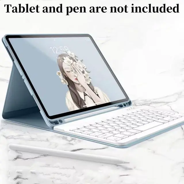 Alt view image 5 of 5 - Disonbeir Backlit Keyboard Case for Galaxy Tab S7 11" / S8 11" / S9 11" / Tab S9 FE 10.9 inch Case with Keyboard Backlight Detachable Keyboard Cute Candy Color Case,MistyBlue+White
