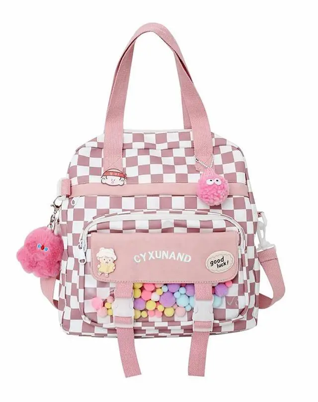 Main image of Cyxunand Kawaii Japanese Messenger Bag Cute School Bags Multifunction Laptop Backpack,Shoulder Bag Backpacks Travel Plaid Totes