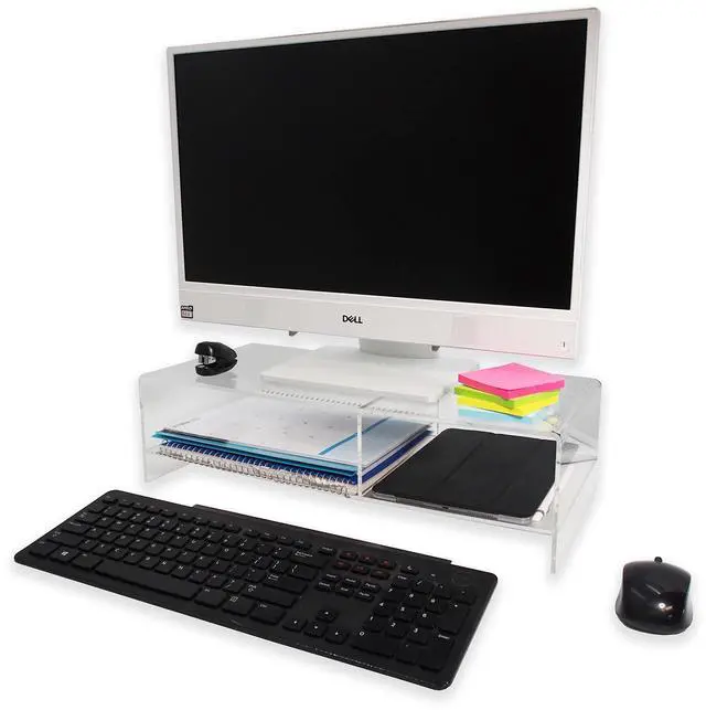 Alt view image 2 of 5 - CuteBox Company Clear 5mm Deluxe Acrylic Monitor Stand for Computers, Monitors, Laptops, Tablets, Office Use, Home Use, Desks, Tabletop, Standing Desk, Counter