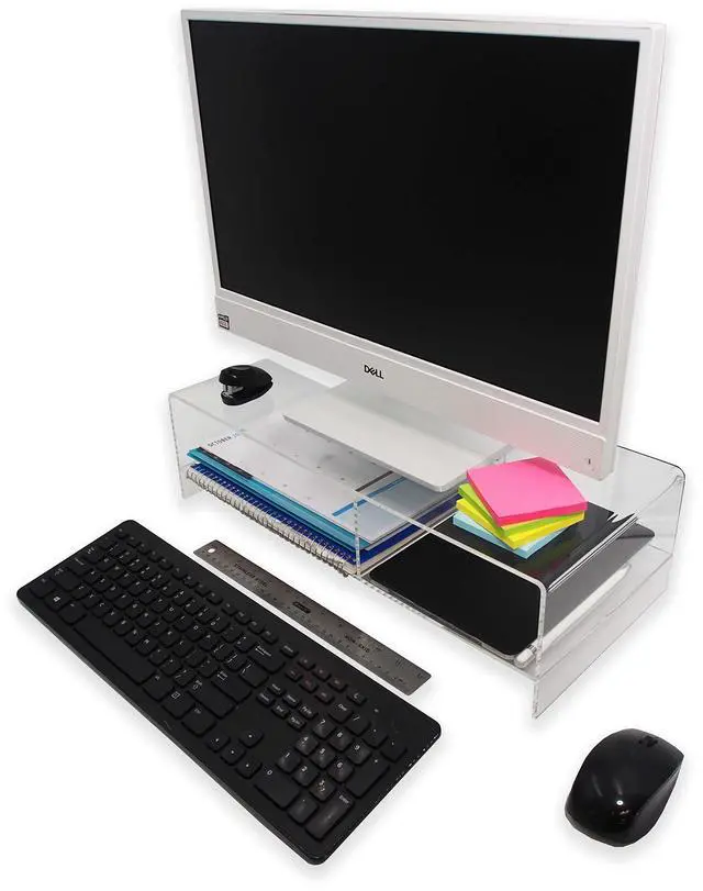 Alt view image 3 of 5 - CuteBox Company Clear 5mm Deluxe Acrylic Monitor Stand for Computers, Monitors, Laptops, Tablets, Office Use, Home Use, Desks, Tabletop, Standing Desk, Counter