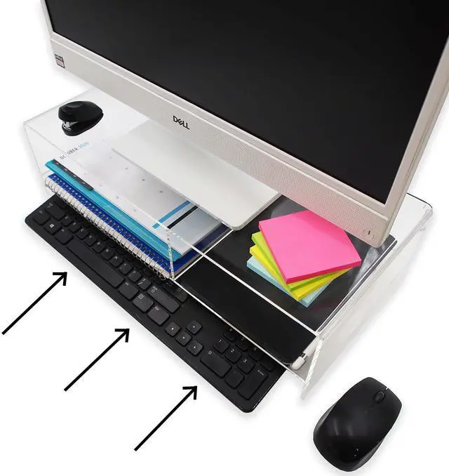 Alt view image 4 of 5 - CuteBox Company Clear 5mm Deluxe Acrylic Monitor Stand for Computers, Monitors, Laptops, Tablets, Office Use, Home Use, Desks, Tabletop, Standing Desk, Counter