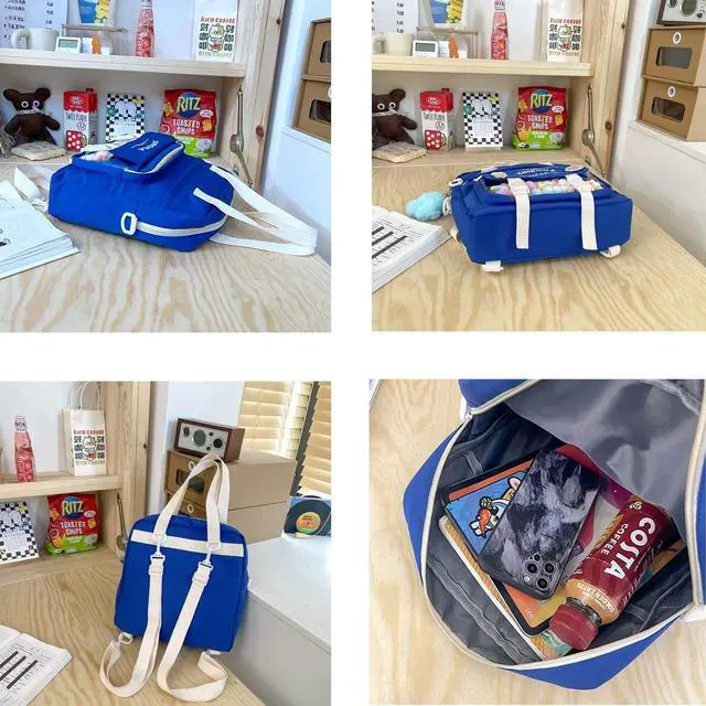 Alt view image 5 of 5 - Cyxunand Kawaii Japanese Messenger Bag Cute School Bags Multifunction Laptop Backpack,Shoulder Bag Backpacks Travel Plaid Totes