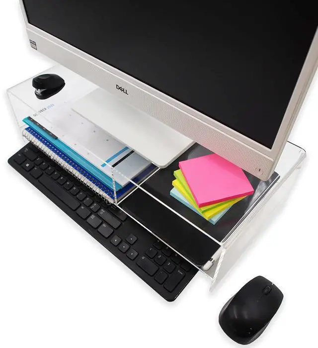 Alt view image 5 of 5 - CuteBox Company Clear 5mm Deluxe Acrylic Monitor Stand for Computers, Monitors, Laptops, Tablets, Office Use, Home Use, Desks, Tabletop, Standing Desk, Counter