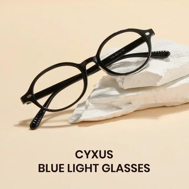 Alt view image 3 of 5 - Cyxus 2 Pack Oval Blue Light Glasses for Women Men Fashion UV Blocking Computer Glasses