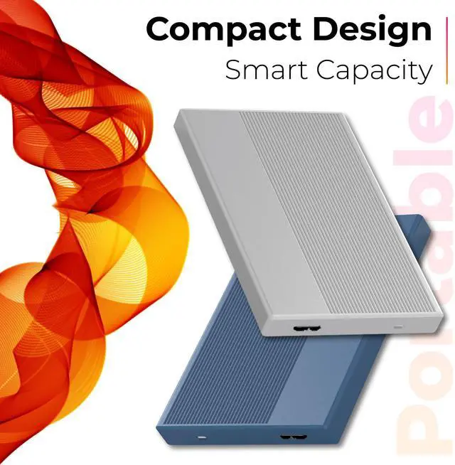 Alt view image 2 of 5 - 1TB External Hard Drive USB 3.0 Portable Hard Drive 2.5 inch External HDD High-Speed Data Transfer Storage and Backup Drive for PS4, PS5, Desktop, PC, Laptop, MAC, Gaming Console (Silver)