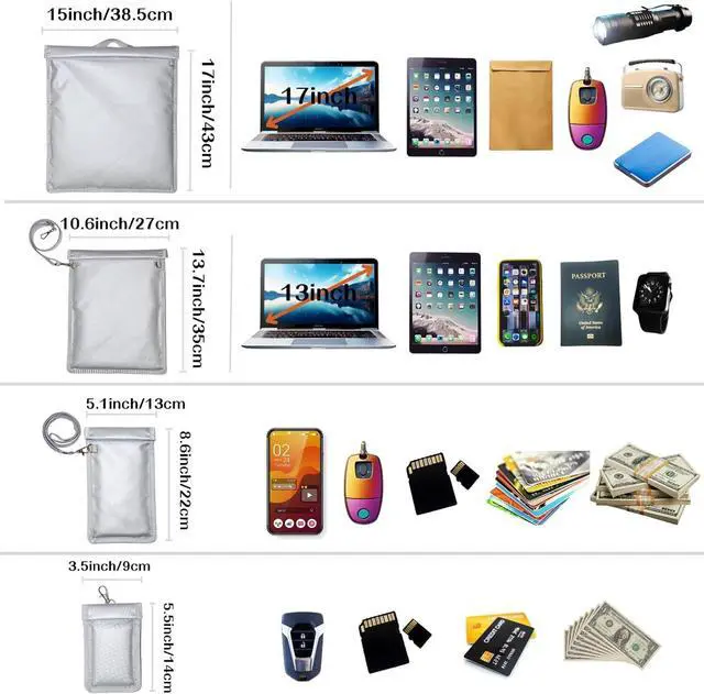 Alt view image 2 of 5 - Generic 4pack Faraday Bags, Non-Window Faraday Phone Bag, Signal Blocking Bag, Car Key Signal Blocker Waterproof & Fireproof, 4fays