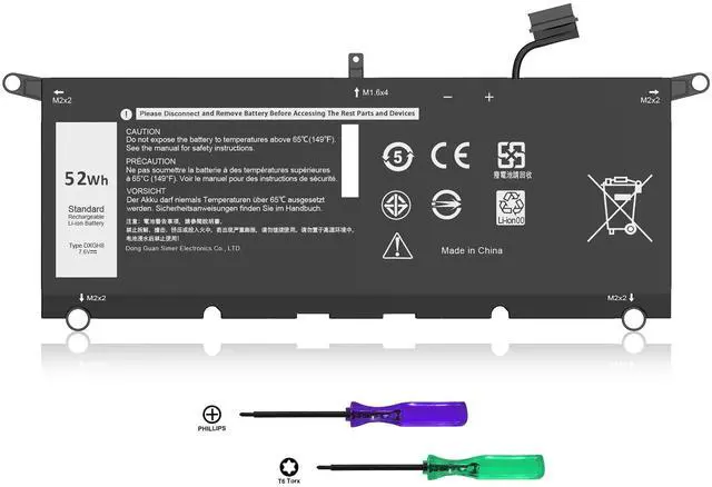 Main image of DXGH8 Battery for Dell XPS 13 9370 9380 I nspiron 13 7390 2-in-1 7391 2-in-1 5390 5391 14 7490 Latitude 3301 E3301 Vostro 5390 5391 Series 0H754V H754V G8VCF G8VCF6C P113G001 P82G P82G001 7.6V 52Wh