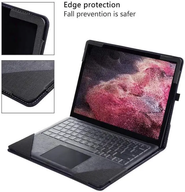Alt view image 2 of 5 - Laptop Case Cover for Microsoft Surface Laptop 6/5/4/3 / 2/1 13.5 inch [Do Check Model] Detachable Notebook Sleeve Computer Bag Ultrabook PU Shell (Dark Gray)