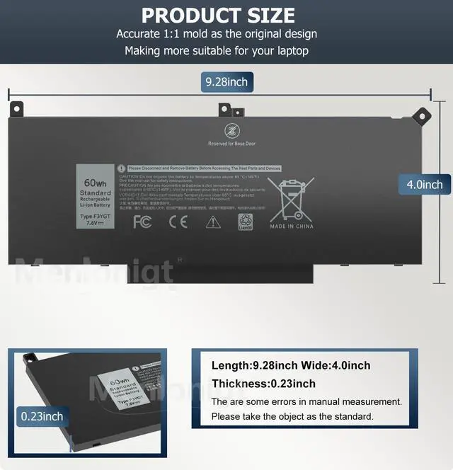 Alt view image 5 of 5 - 7480 F3YGT 2X39G 60WH Laptop Battery for Dell Latitude 12 7000 7280 7290 13 7000 7380 7390 P29S002 14 7000 7480 7490 E7280 E7480 E7490 E7290 E7380 Battery fits Dell 453-BBCF 451-BBYE KG7VF DM3WC DM6WC