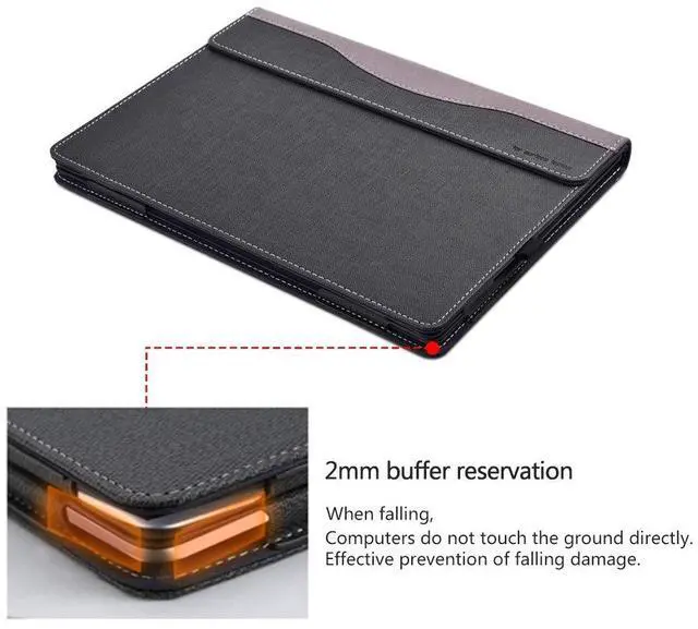 Alt view image 5 of 5 - Laptop Case Cover for Microsoft Surface Laptop 6/5/4/3 / 2/1 13.5 inch [Do Check Model] Detachable Notebook Sleeve Computer Bag Ultrabook PU Shell (Dark Gray)