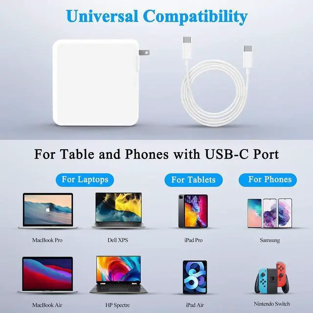 Alt view image 2 of 5 - MacBook Pro Charger,100W USB C Adapter Compatible with Mac Book Pro 16,15,14,13 Inch 2023 2022 2021,Mac Book Air 13,13.6,15 Inch PD Fast Charging Work with 96W 87W 61W M1 M2 M3 M4 Charger