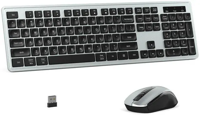 Main image of MPTOG Wireless Keyboard and Mouse Combo, Full-Size 104-Key Office Keyboard with 15 Function Keys, Numeric Keypad, Single USB Receiver, Compatible with PC and Laptop(Gray)