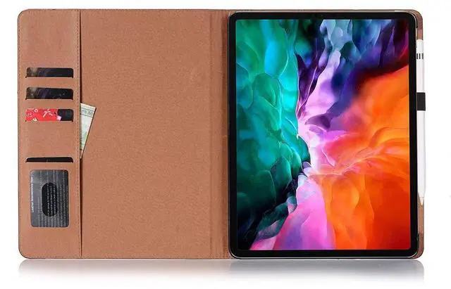 Alt view image 3 of 5 - iPad Pro-7 (13-Inch) 2024 Case, DMaos Vintage Book Synthetic Leather Stand Folio Smart Cover, Auto Sleep/Wake, Business Document Card Holder - Black