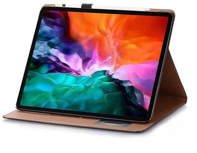 Alt view image 4 of 5 - iPad Pro-7 (13-Inch) 2024 Case, DMaos Vintage Book Synthetic Leather Stand Folio Smart Cover, Auto Sleep/Wake, Business Document Card Holder - Black