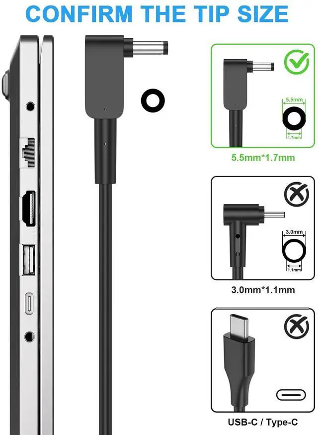 Alt view image 2 of 5 - 180W 135W AC Charger for Acer Predator Helios 300 PH315-52 G3-571 PH315-51 PH317-51 G3-572 AN517-51 AN515-54 AN515-55 Triton 300 500 Nitro 5 7 Gaming Laptop Power Adapter Cord ADP-180MB K ADP-135KB T