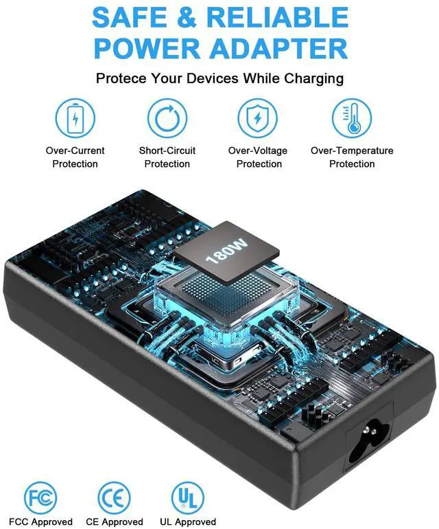 Alt view image 4 of 5 - 180W 135W AC Charger for Acer Predator Helios 300 PH315-52 G3-571 PH315-51 PH317-51 G3-572 AN517-51 AN515-54 AN515-55 Triton 300 500 Nitro 5 7 Gaming Laptop Power Adapter Cord ADP-180MB K ADP-135KB T