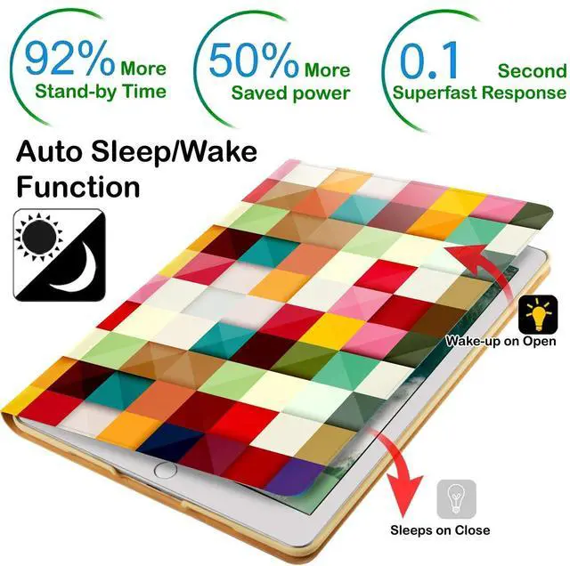 Alt view image 3 of 5 - DuraSafe Cases for iPad Mini 5th Mini 4th Generation 7.9 Inch [ Mini 5 4 ] A2133 A1538 MK6K2LL/A MK6J2LL/A MK6L2LL/A MUQY2LL/A MUQW2LL/A Printed Smart PU Leather Flip Folio Book Cover - Color Grid