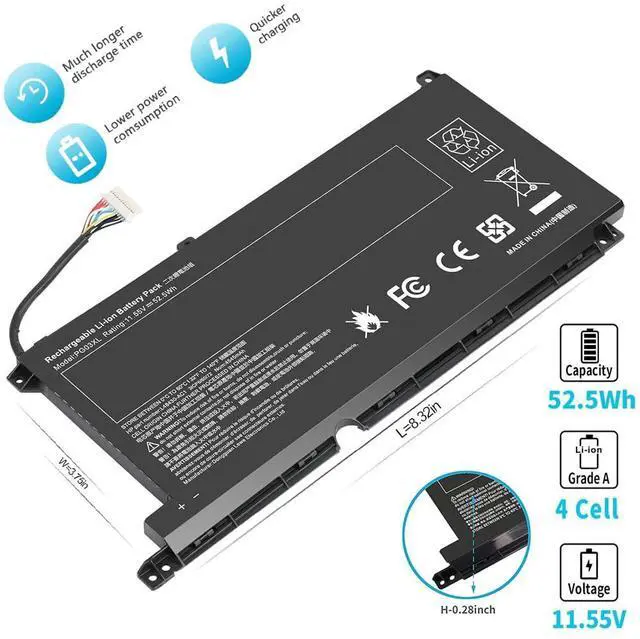 Alt view image 3 of 5 - PG03XL11.55V 52.5Wh 4545MAh Laptop Replacement Battery Compatible with HP Pavilion Gaming 15-DK 15T-DK 15-EC Series