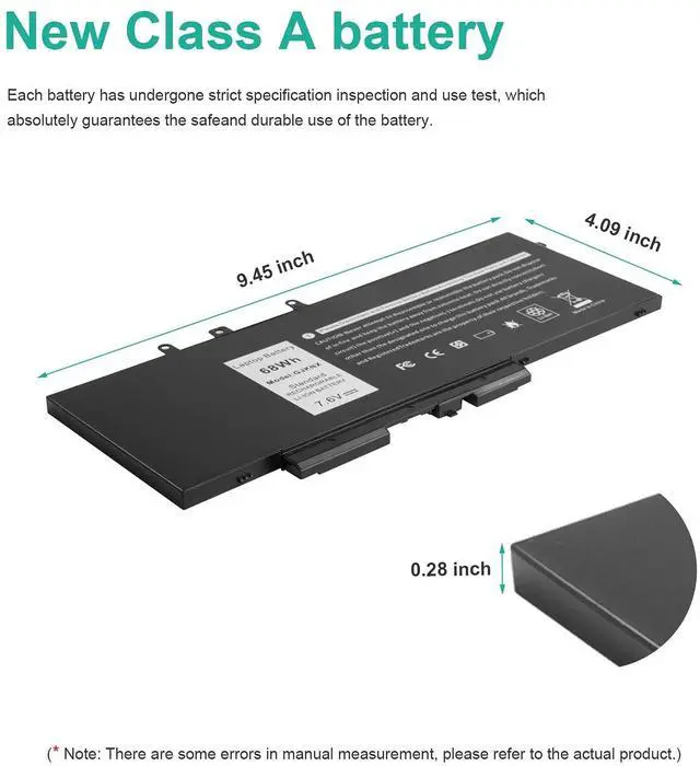 Alt view image 5 of 5 - TREE.NB GJKNX 7.6V Battery Compatible with Dell Latitude E5480 E5580 E5490 E5491 E5590 E5591 Precision 15 3520 M3530 Series Notebook 93FTF GD1JP DY9NT 5YHR4 451-BBZG