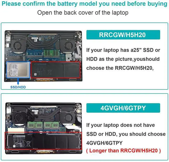 Alt view image 2 of 5 - 56WH RRCGW H5H20 0RRCGW School Laptop Battery for Dell XPS 15 9550 15-9550 9560 9570 Precision 15 5510 5520 5530 Series P56F P56F001 5D91C 62MJV M7R96 0RRCGW 062MJV Mobile Workstation Notebook