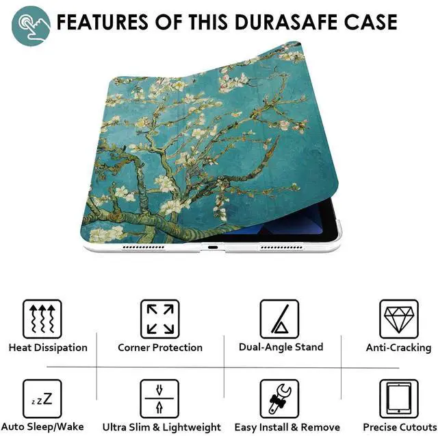 Alt view image 3 of 5 - DuraSafe Cases for iPad PRO 11 Inch 1 Gen 2018 [ PRO 11 1st ] A1980 A1934 A2013 A1979 MU0T2LL/A MU0Y2LL/A MTXN2LL/A MTXP2LL/A Printed Lightweight PC Dual Angle Stand Clear Flip Back Cover - Blossom
