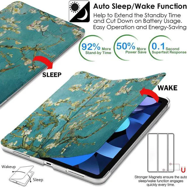 Alt view image 5 of 5 - DuraSafe Cases for iPad PRO 11 Inch 1 Gen 2018 [ PRO 11 1st ] A1980 A1934 A2013 A1979 MU0T2LL/A MU0Y2LL/A MTXN2LL/A MTXP2LL/A Printed Lightweight PC Dual Angle Stand Clear Flip Back Cover - Blossom