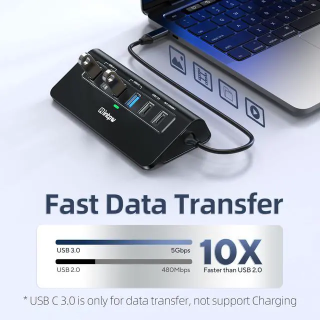 Alt view image 5 of 5 - USB C Hub, INTPW 9-in-1 USB C to HDMI Adapter with 4K HDMI, PD 100W, USB-C and 2 USB A 3.0 5Gbps, 2 USB A 2.0, SD/TF Slots for MacBook Pro/Air, iPad Pro, iPhone 15/16 Series and Other Type C Devices