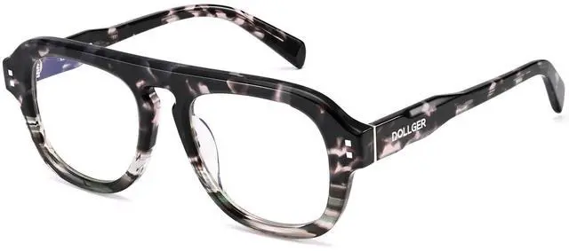 Main image of Dollger Men Vintage Blue Light Eyeglasses Acetate Frames Blue Light Blocking Glasses Retro Oval Style (Tortoiseshell teal frame) D1E240403