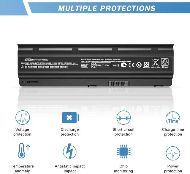 Alt view image 5 of 5 - YUERYE MU06 MU09 Laptop Battery for HP Spare 593553-001 593554-001, HP Compaq Presario CQ32 CQ42 CQ43 435 436, Pavilion DM4 G4 G6 G7 DV3-4000 DV5-2000 DV6-3000 DV7-6000