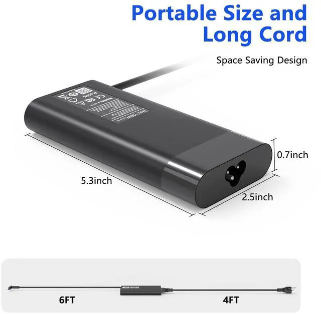 Alt view image 4 of 5 - 150W Laptop Charger Compatible with HP ZBook 15 16 17 15U 15V Fury G7 G8,Studio Power G9/G8/G7/G6/G5/G4/G3,OMEN Pavilion Victus AC Adapter Power Supply Cord