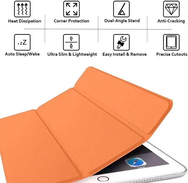 Alt view image 5 of 5 - DuraSafe Cases for iPad 9.7 Inch 2013 Air 1 Generation [ Air 1st ] A1474 A1475 A1476 MD785LL/B MD788LL/B MD786LL/B MD789LL/B MD787LL/B Slim Lightweight Protective PC Dual Angle Stand Cover - Orange