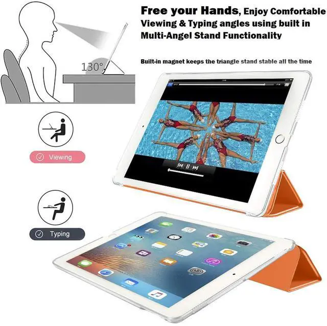 Alt view image 4 of 5 - DuraSafe Cases for iPad 9.7 Inch 2013 Air 1 Generation [ Air 1st ] A1474 A1475 A1476 MD785LL/B MD788LL/B MD786LL/B MD789LL/B MD787LL/B Slim Lightweight Protective PC Dual Angle Stand Cover - Orange