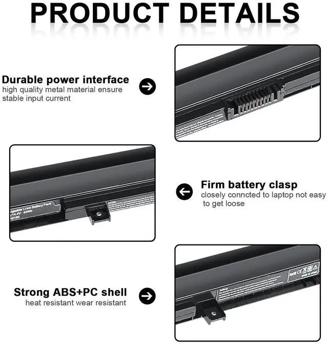 Alt view image 3 of 5 - New Replacement PA5185U-1BRS Laptop Battery for Toshiba Satellite C50 C55 C55D C55T L55 L55D L55T Series fit C55-B5200 C55-B5270 C55D-B5310 PA5184U-1BRS PA5186U-1BRS PA5195U-1BRS - 12 Month Warranty