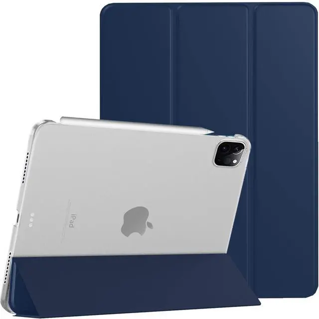Main image of DuraSafe Cases for iPad Pro 12.9 5th 4th [ PRO 12.9 inch 5 4 ] A2378 A2461 A2379 A2462 A2229 A2069 A2232 A2233 Trifold Hard Smart Auto Sleep/Wake PC Translucent Back Cover - Navy Blue